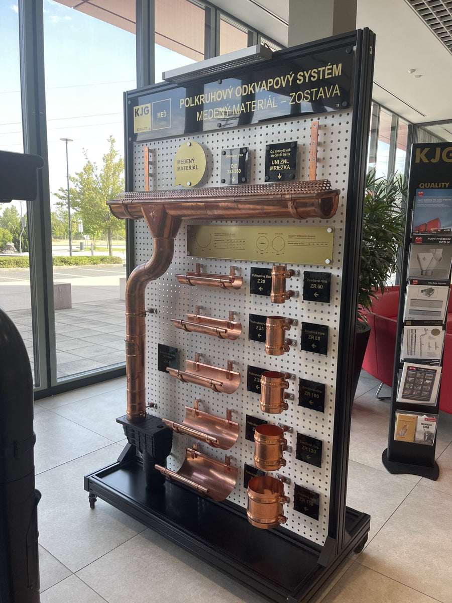 Copper half-round system on display in the KJG showroom