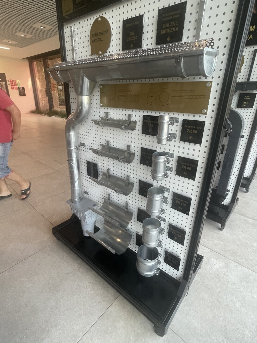 Titanium-zinc half-round display on display in the KJG showroom