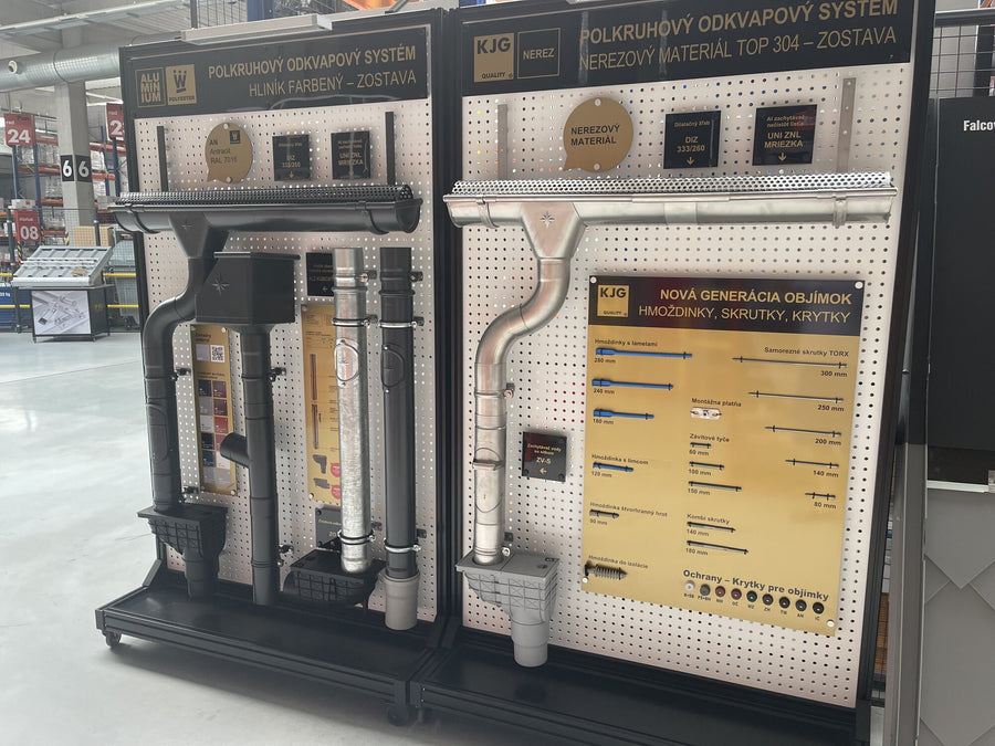 Stainless steel half-round system on display in the KJG showroom